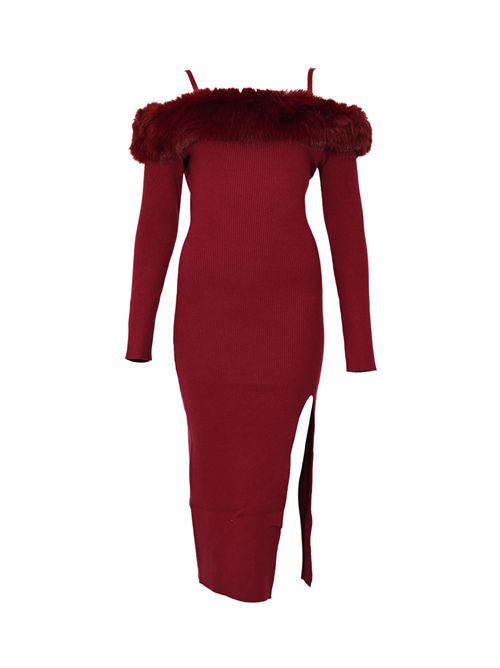 Abito maglia collo simil pelliccia Ciliegia NO SECRETS | 253NS068CILIEGIA